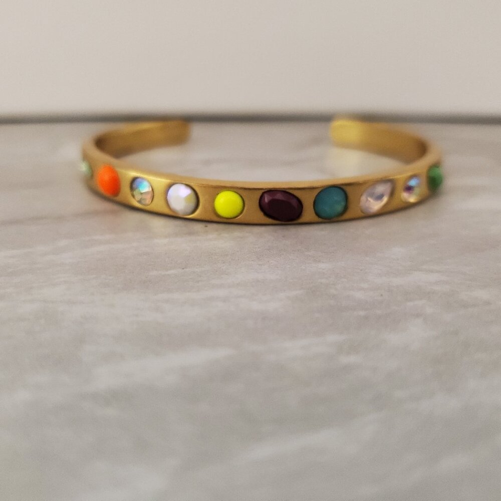 J.Crew Rainbow Colorful Neon Bright Rhinestones Pave Crystal Bracelet